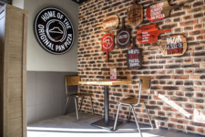 The new-look dining area at the Pizza Hut Delivery Uk site in Islington following the launch of its fast-casual model